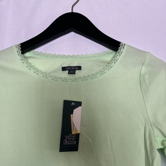 NWT Wild Fable Long Sleeve Ribbed Crop Top Neon Green Medium - Picture 6 of 11